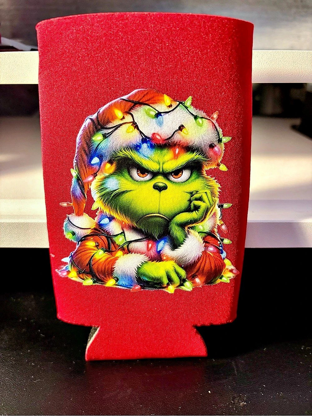 Red & Green Grinch Holiday Can Cooler